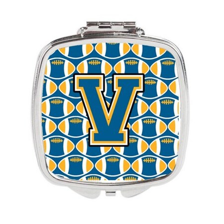 Carolines Treasures Letter V Football Blue and Gold Compact Mirror, 3 x 0.3 x 2.75 in. CJ1077-VSCM